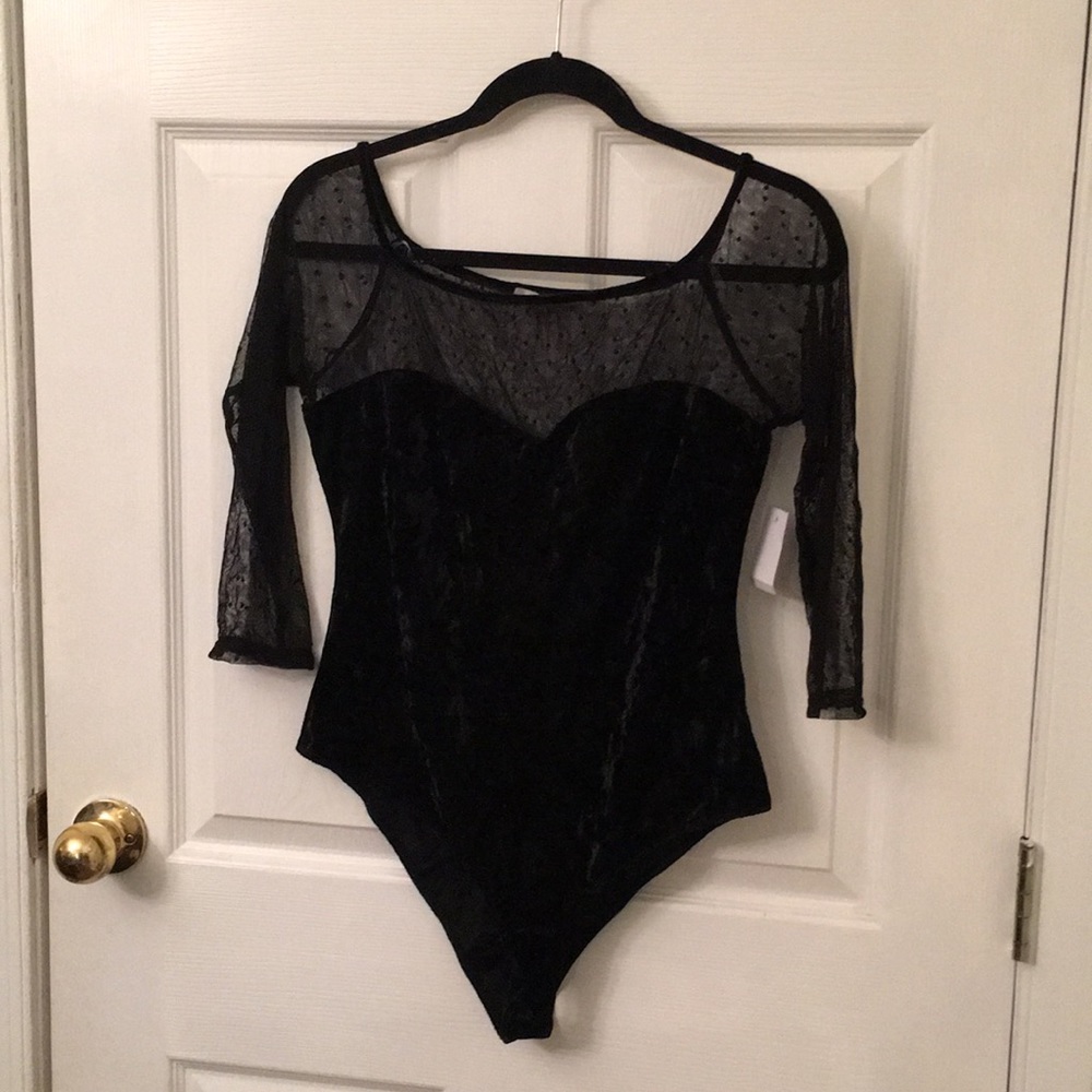 Velvet and Mesh Dot Bodysuit